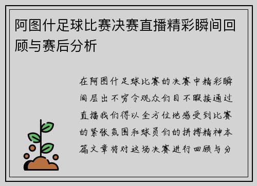 阿图什足球比赛决赛直播精彩瞬间回顾与赛后分析